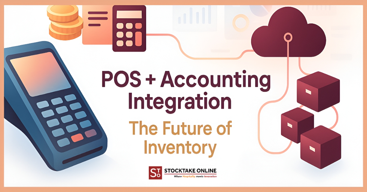 Restaurant manager reviewing POS and inventory reports with integrated software