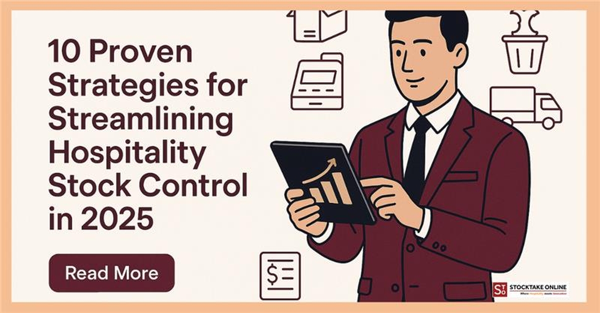 Restaurant manager using StockTake Online hospitality stock control system to track inventory.
