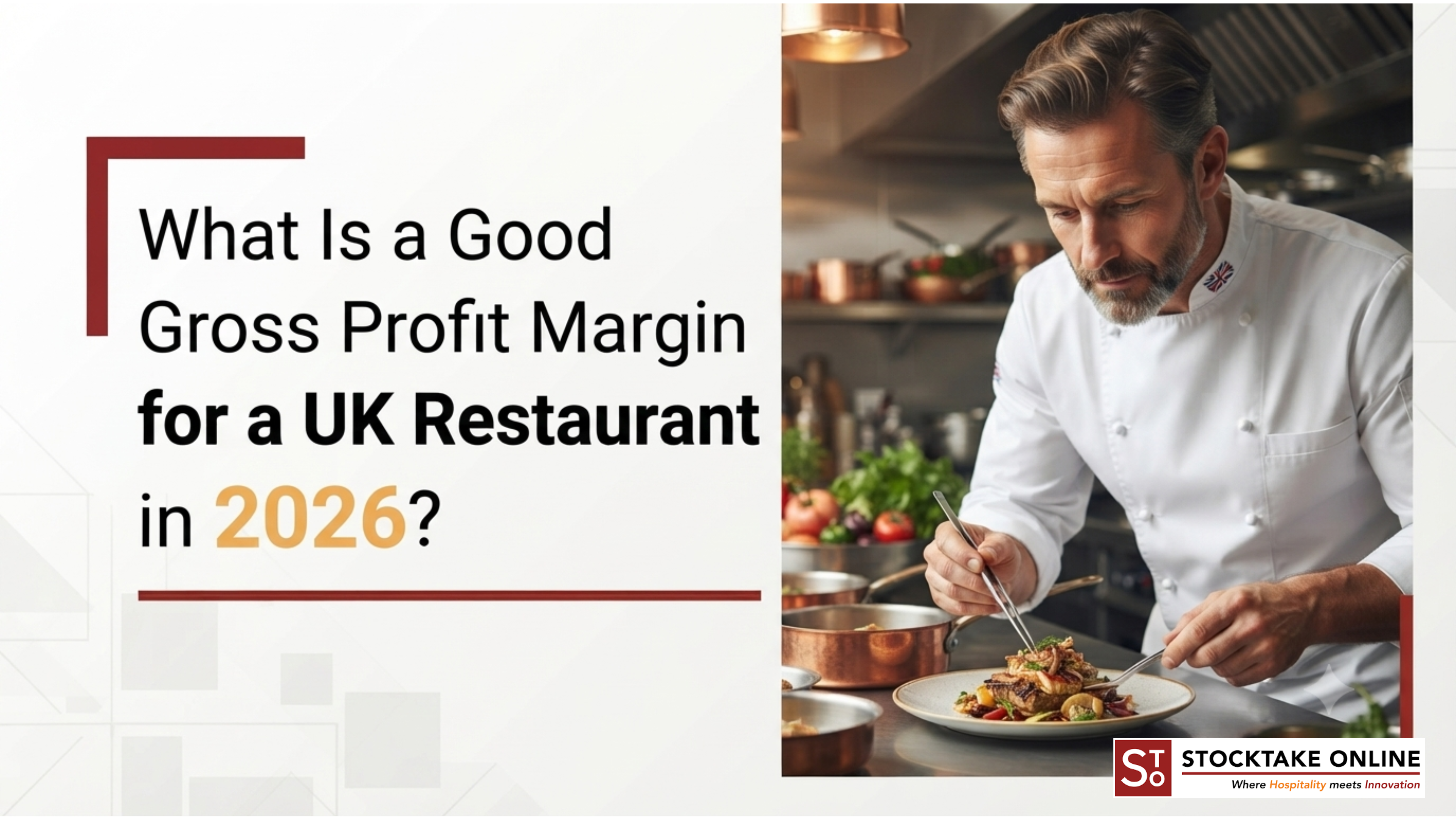 Restaurant manager reviewing gross profit margin and food cost reports on a tablet in a commercial kitchen