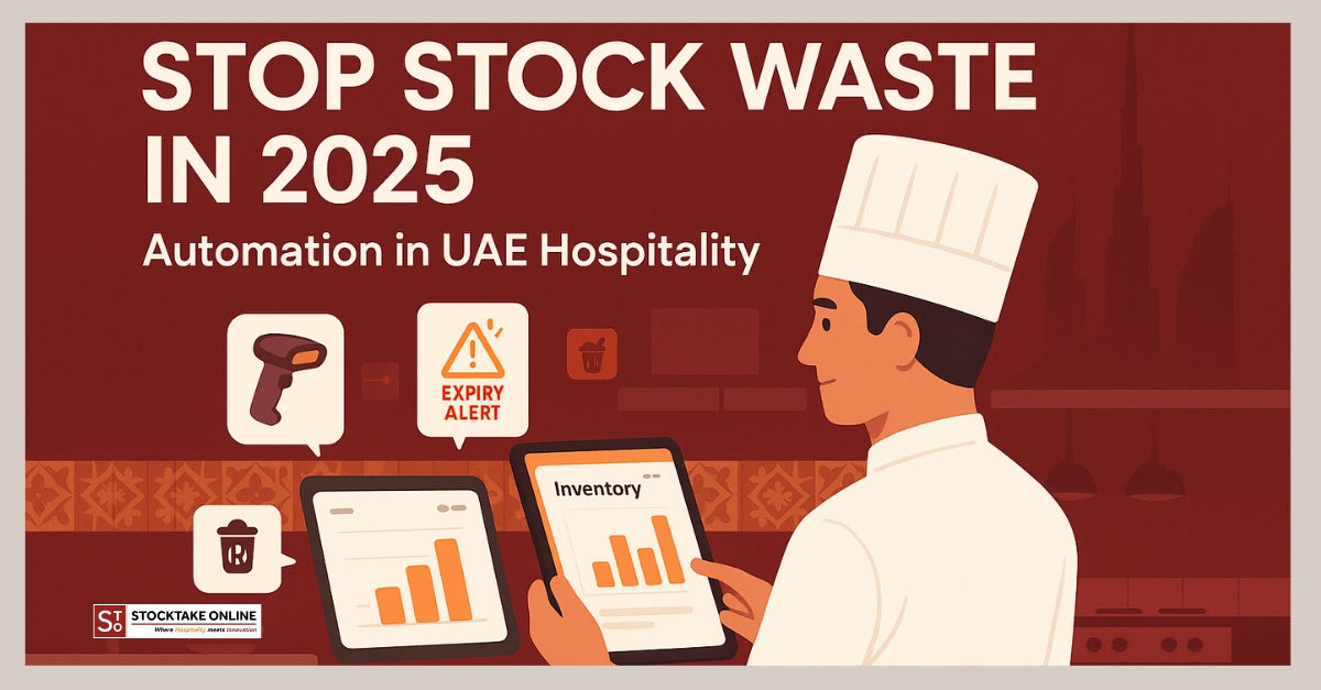 A chef at work using automated stocktaking software at a restaurant in the UAE