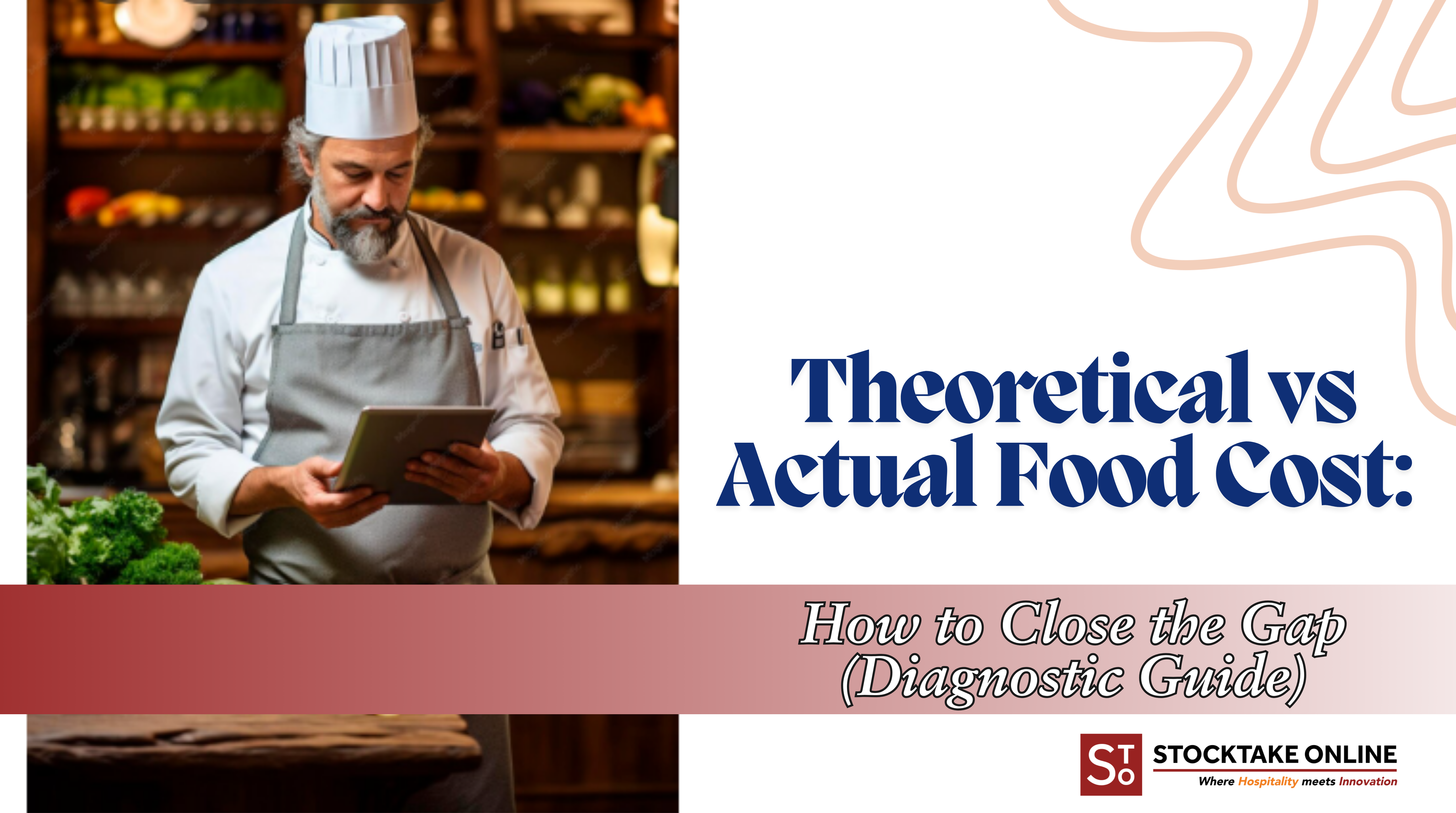 theoretical vs actual food cost variance shown on screen in UK restaurant kitchen