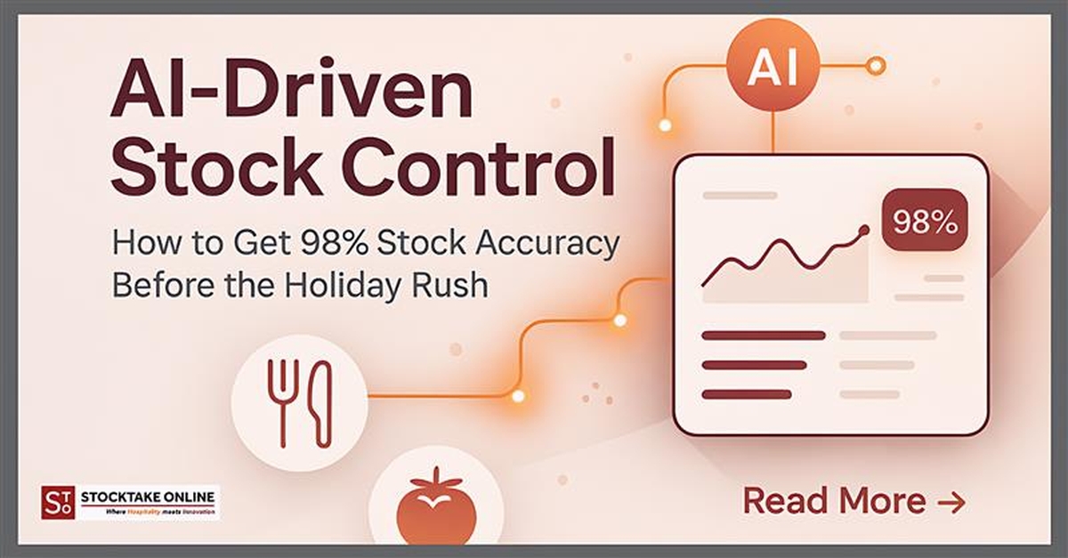Hospitality manager tracking 98% stock accuracy on Stocktake Online’s AI-driven inventory dashboard.
