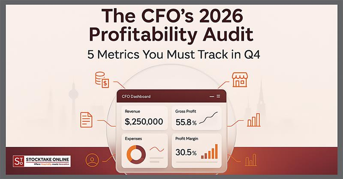 CFO analysing real-time profitability and cost control metrics on Stocktake Online dashboard
