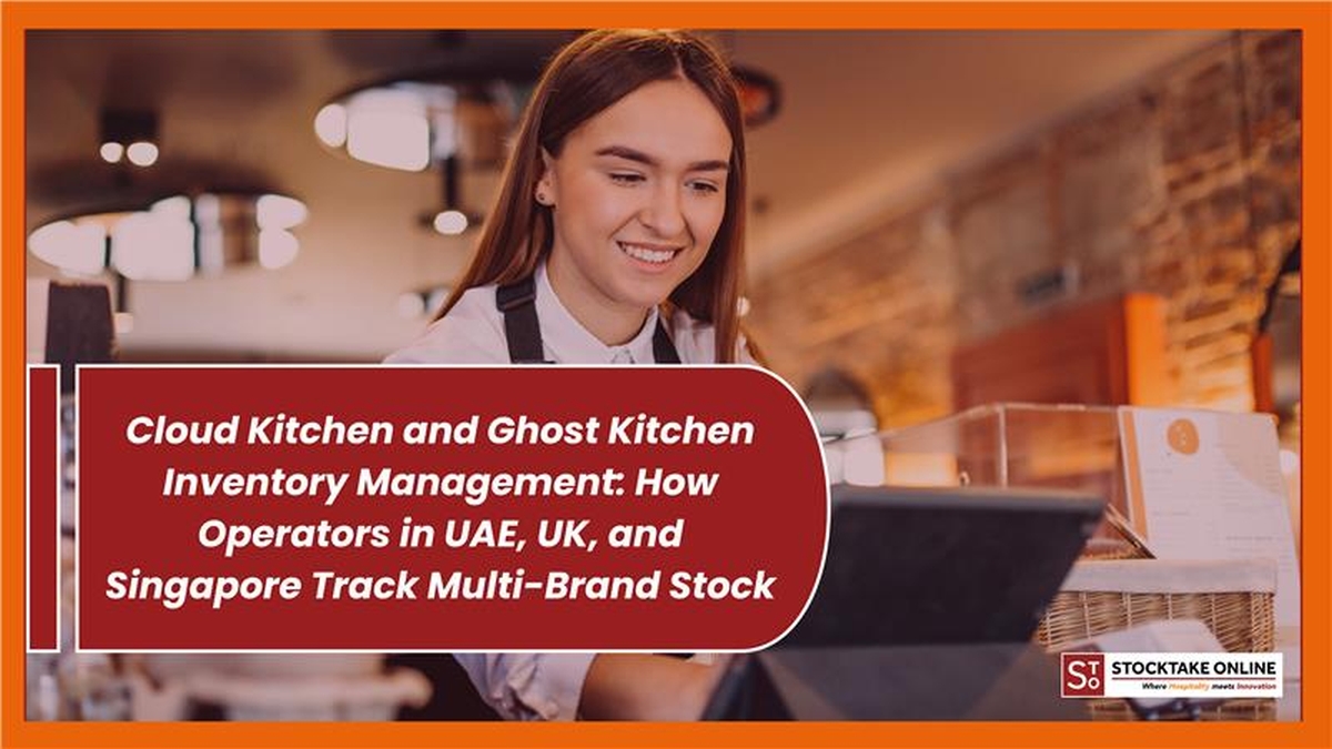 Professional cloud kitchen layout with digital systems for multi-brand inventory management.