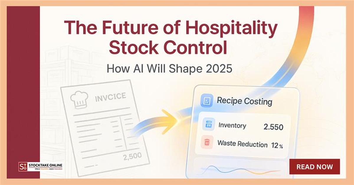 Restaurant manager reviewing AI-powered stock control dashboard in 2025